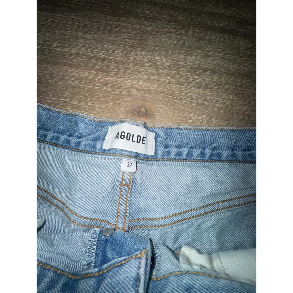 AGOLDE Parker Long High Rise Denim Shorts Light Blue Size 32 A9010B-1141